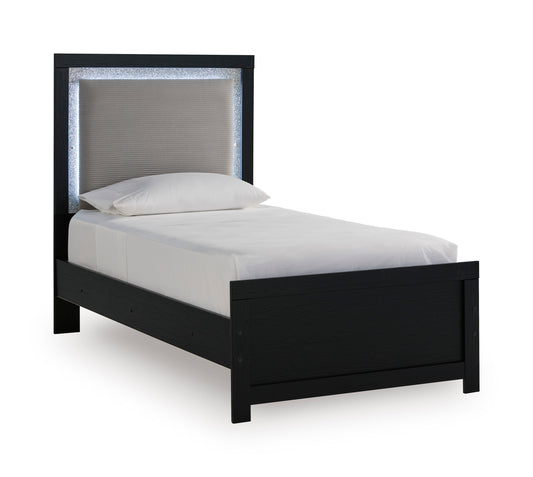 Raechalla Upholstered Panel Bed Black Twin