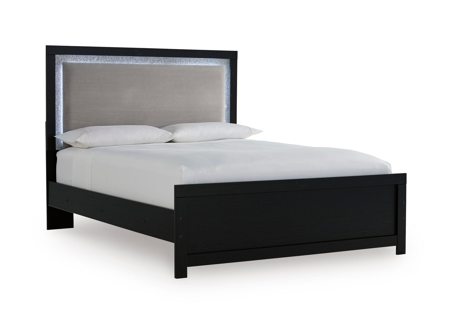 Raechalla Upholstered Panel Bed Black Queen