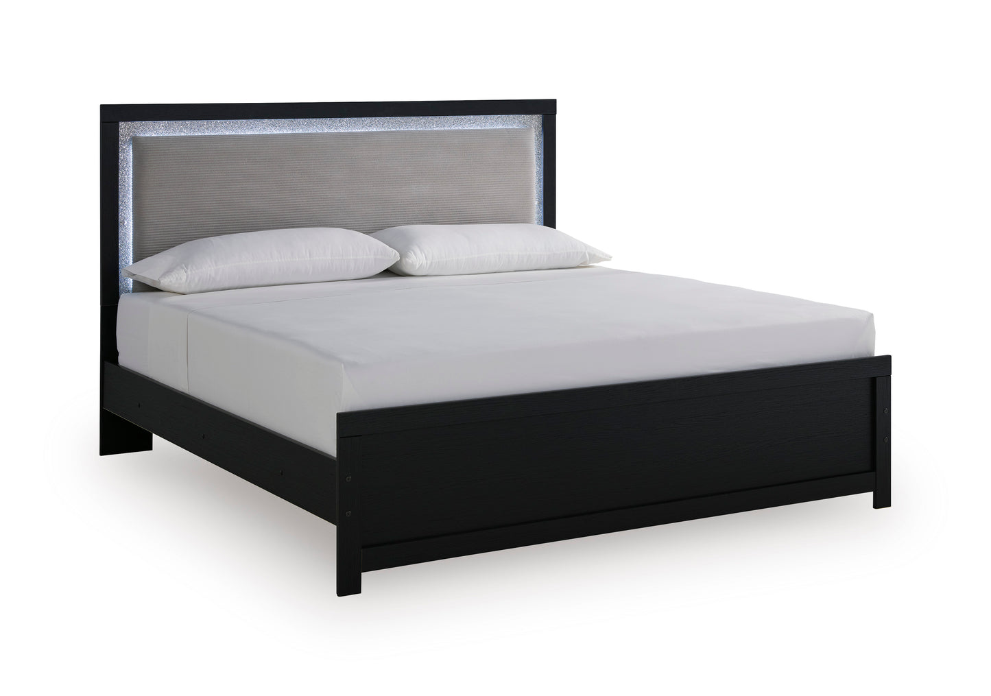 Raechalla Upholstered Panel Bed Black King