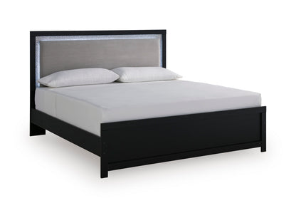 Raechalla Upholstered Panel Bed Black King