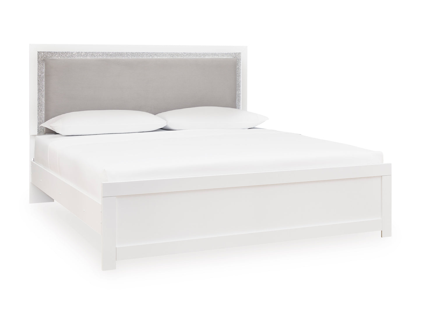 Raechalla Upholstered Panel Bed White King