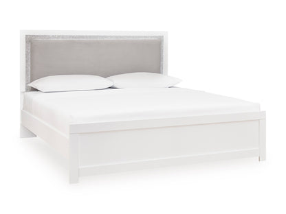 Raechalla Upholstered Panel Bed White King