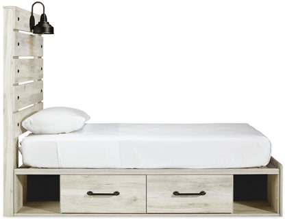 Cambeck Twin Panel Bed with 2 Storage Drawers and 2 Cubbies
