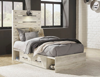 Cambeck Twin Panel Bed with 2 Storage Drawers and 2 Cubbies