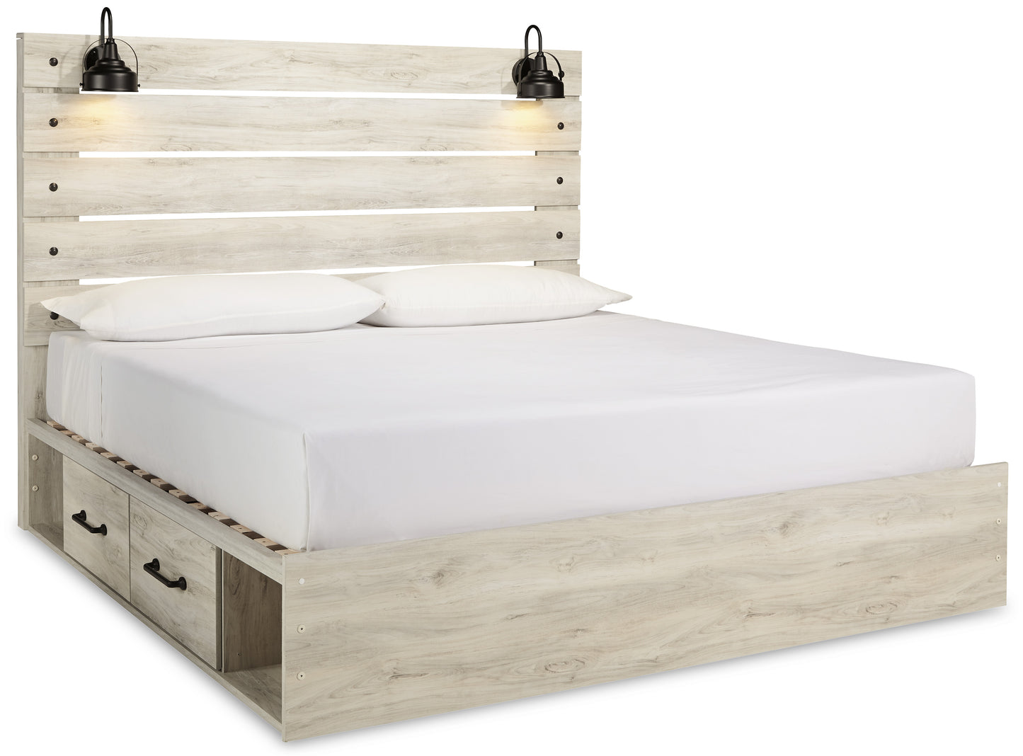 Cambeck King Panel Bed with 2 Storage Drawers and 2 Cubbies
