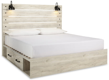 Cambeck King Panel Bed with 2 Storage Drawers and 2 Cubbies