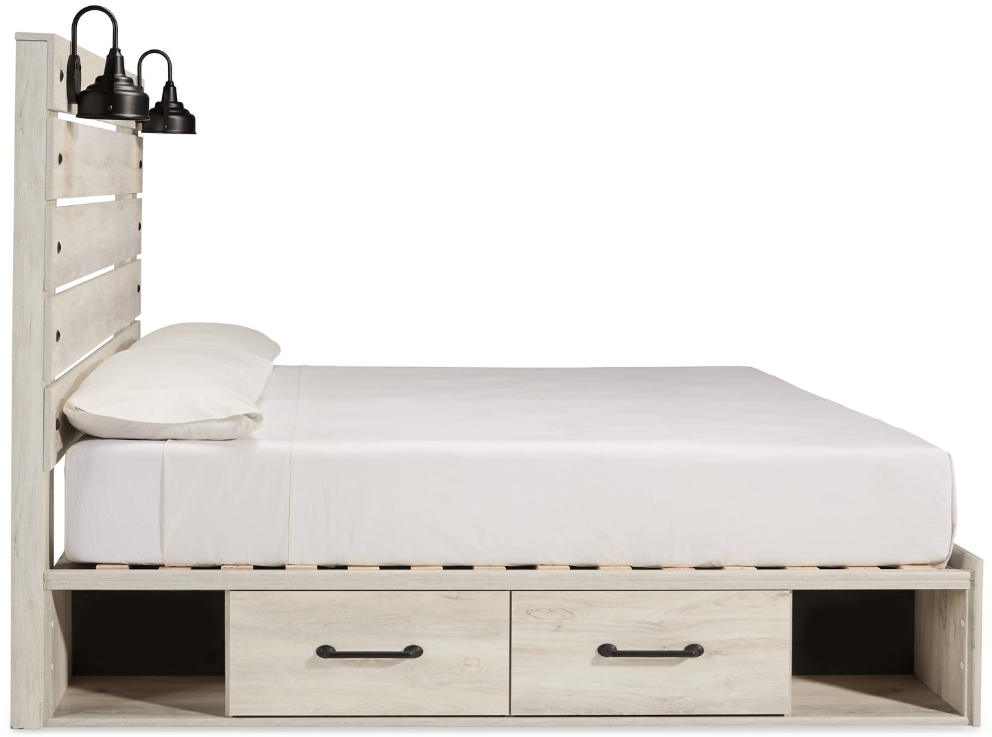 Cambeck King Panel Bed with 2 Storage Drawers and 2 Cubbies