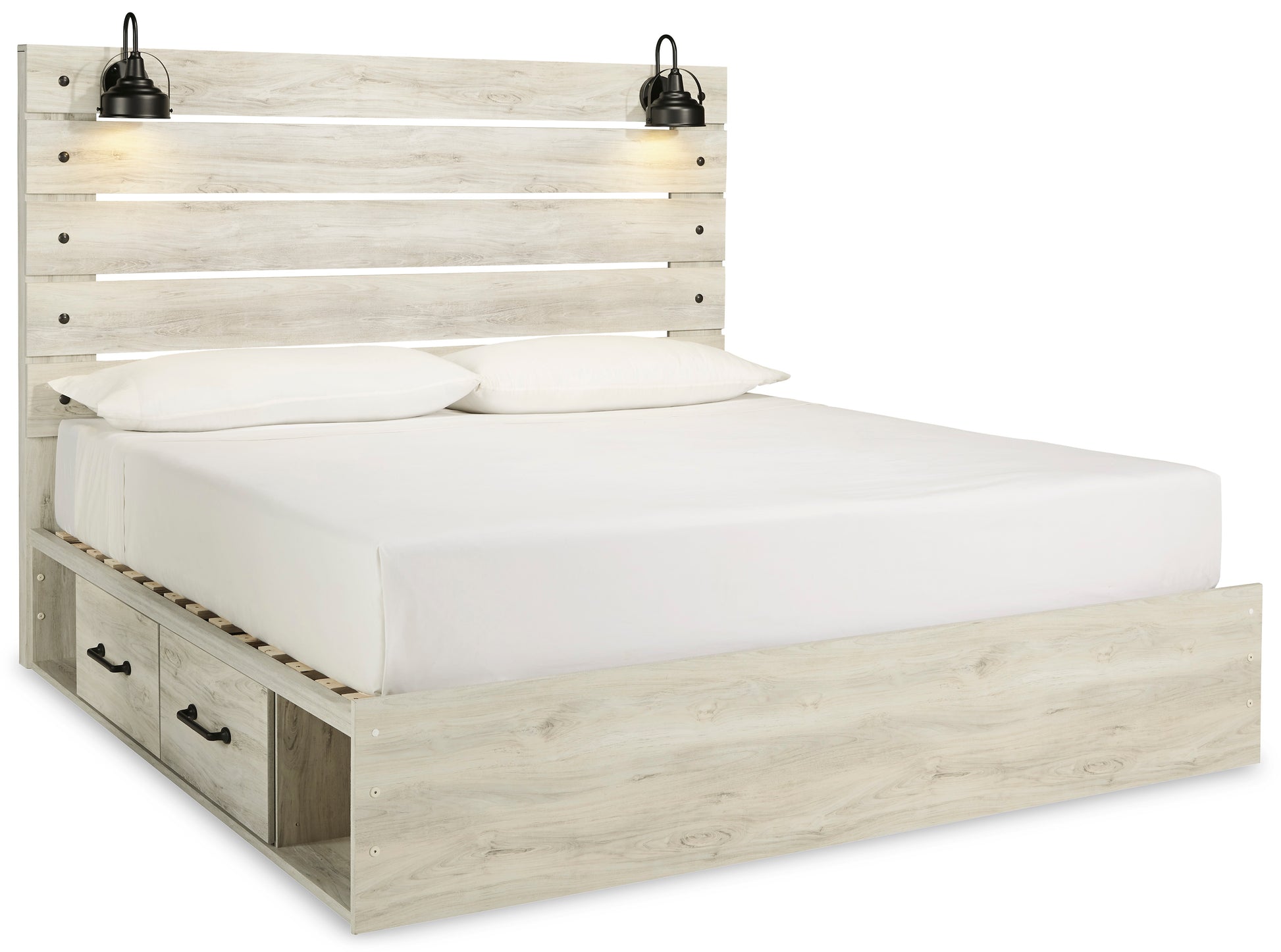 Cambeck King Panel Bed with 4 Storage Drawers and 4 Cubbies
