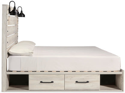 Cambeck King Panel Bed with 4 Storage Drawers and 4 Cubbies
