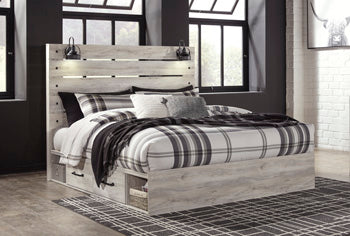 Cambeck King Panel Bed with 4 Storage Drawers and 4 Cubbies