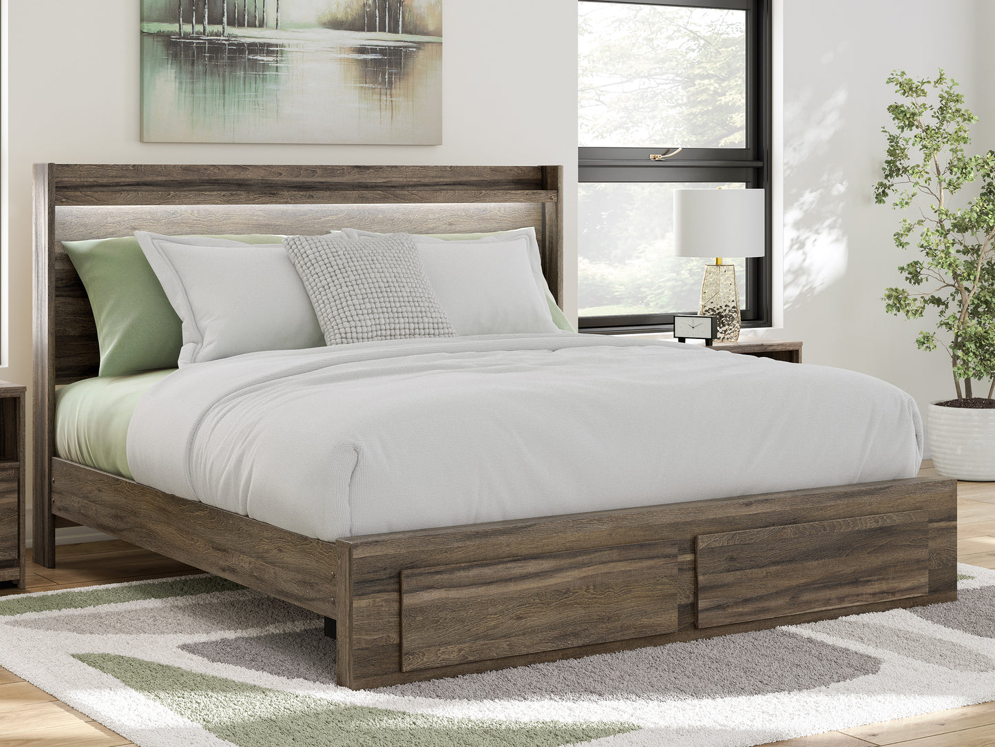 Baystorm King Panel Bed with 2 Storage Drawers