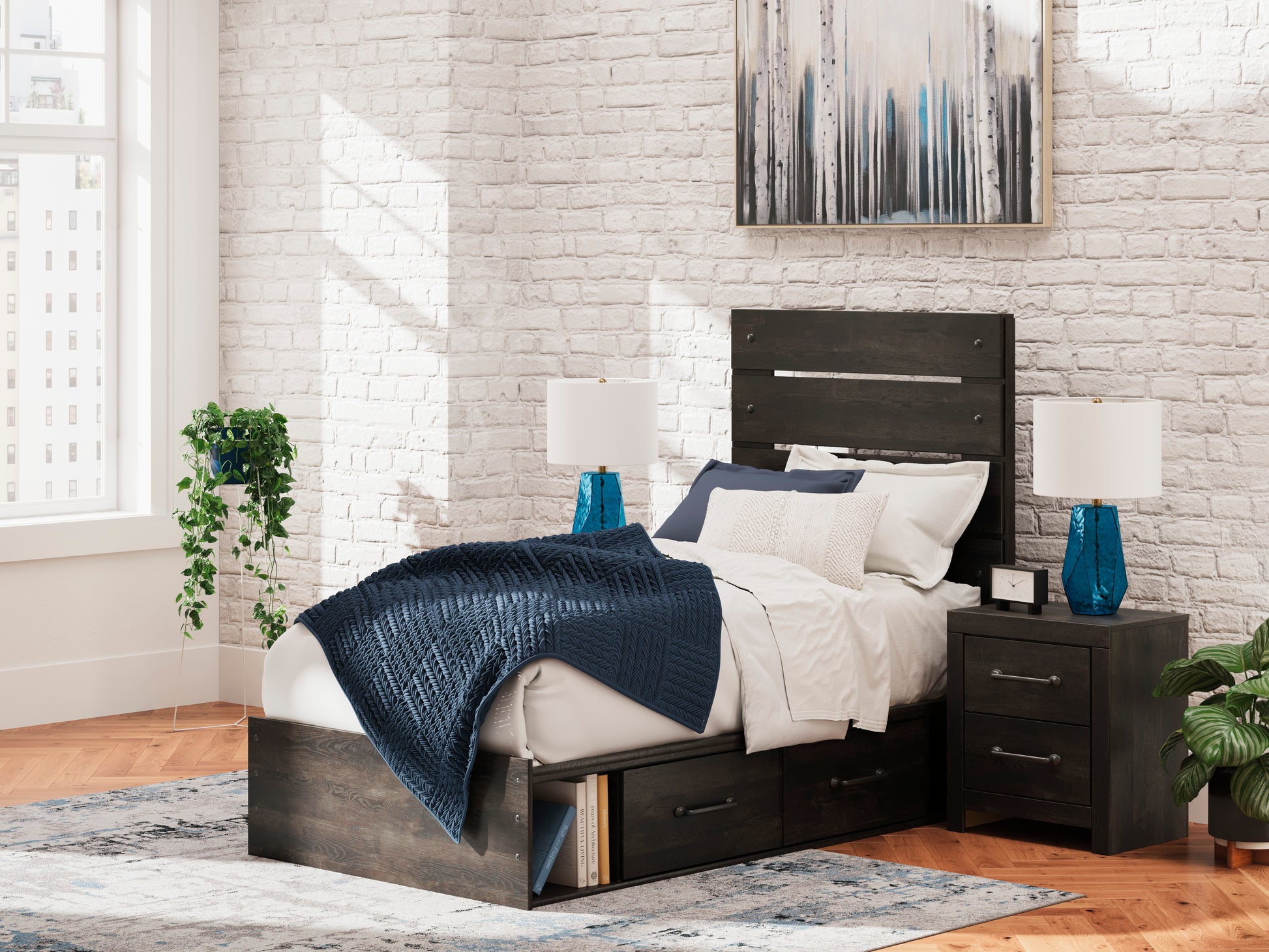 Delmorta Panel Bed with Double Storage