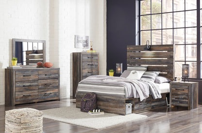 Drystan Full Panel Bed with 4 Storage Drawers and 4 Cubbies