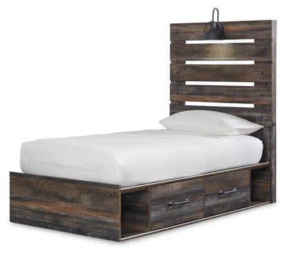 Drystan Twin Panel Bed with 4 Storage Drawers and 4 Cubbies