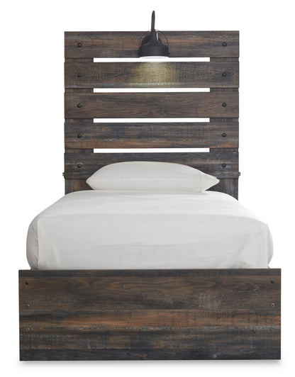 Drystan Twin Panel Bed with 4 Storage Drawers and 4 Cubbies