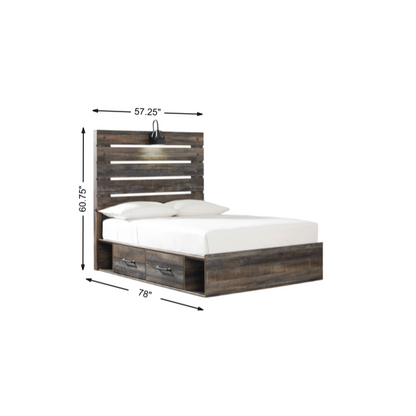 Drystan Full Panel Bed with 4 Storage Drawers and 4 Cubbies
