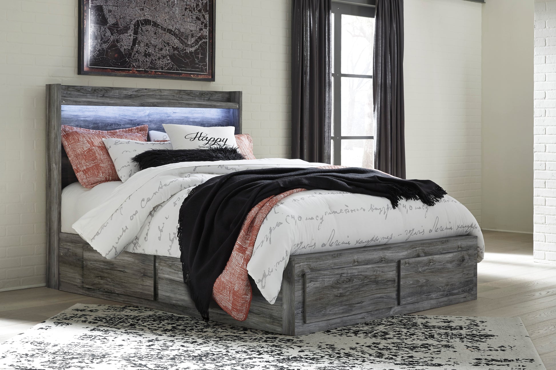 Ashley Baystorm Queen Panel Bed with 6 Storage Drawers
