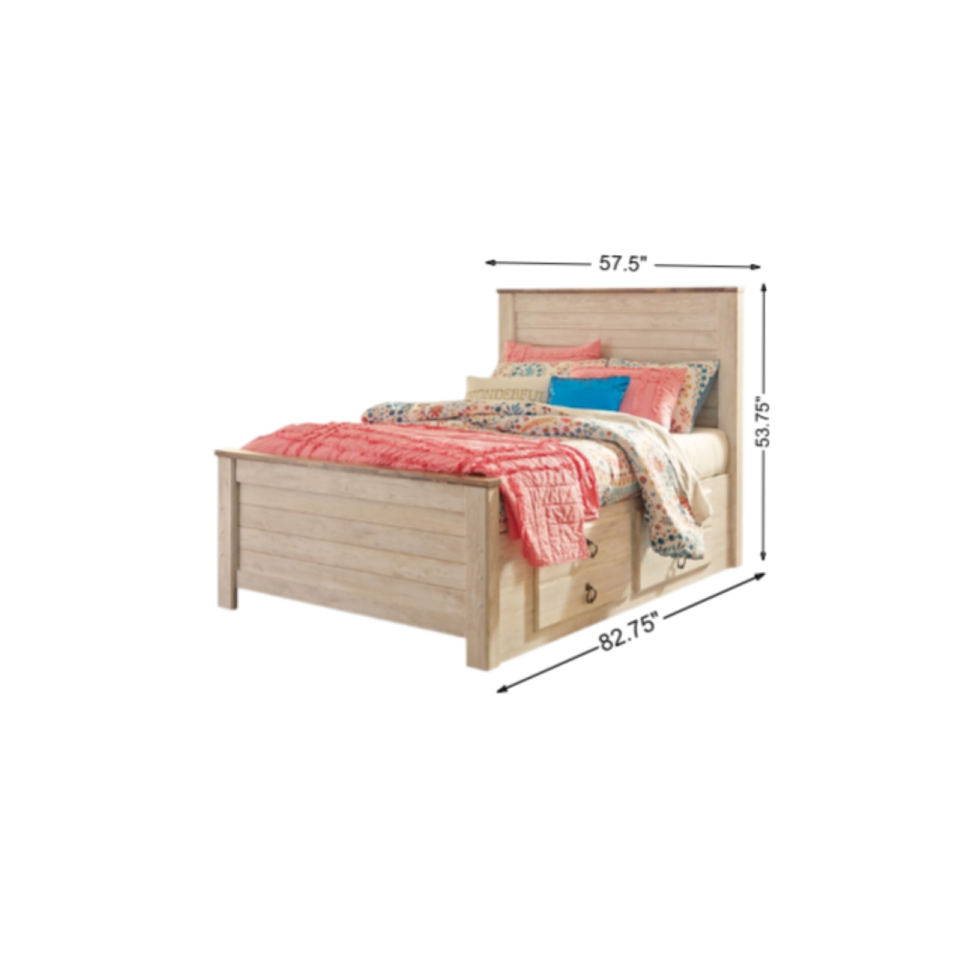 Willowton Panel Bed with 2 Storage Drawers