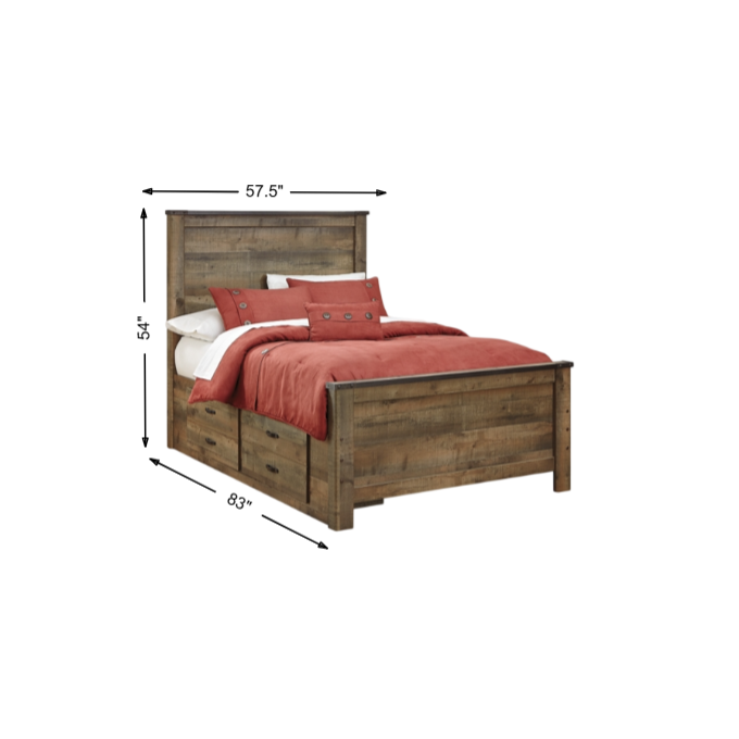 Trinell Full Panel Bed with 2 Storage Drawers