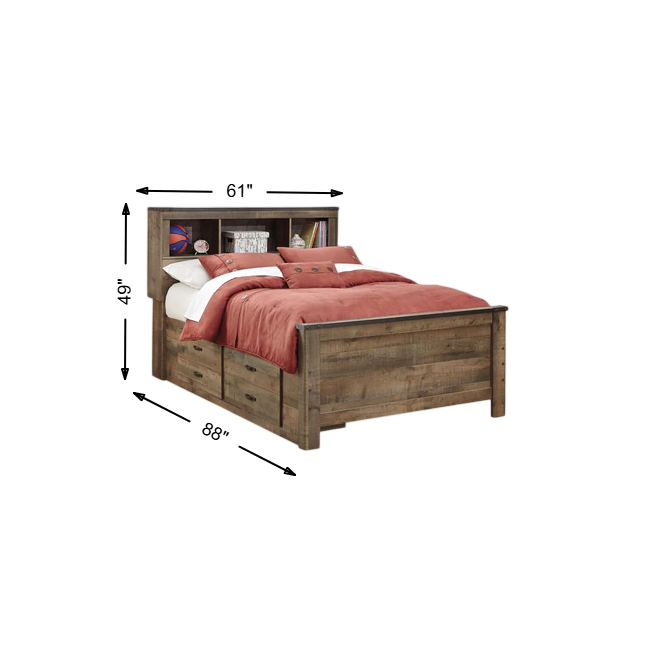 Trinell Full Bookcase Bed with 2 Sided Storage