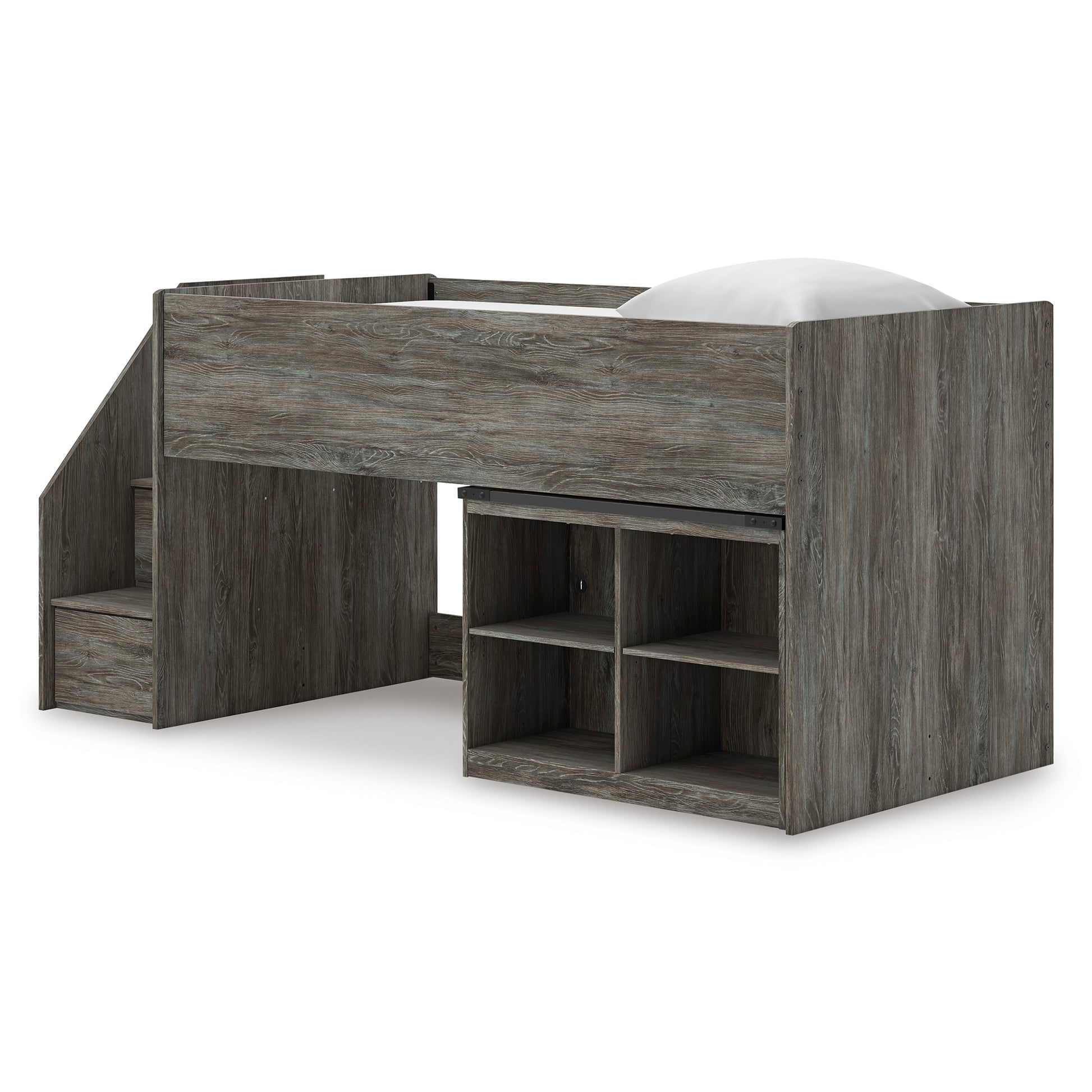 Frandern Twin Loft Bed with Bookcase Storage