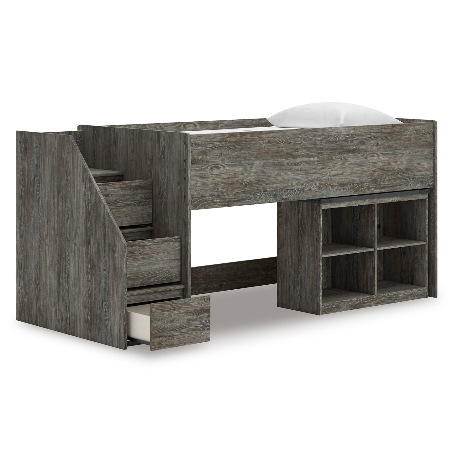 Frandern Twin Loft Bed with Bookcase Storage