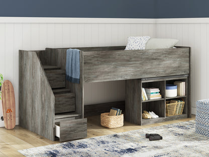 Frandern Twin Loft Bed with Bookcase Storage