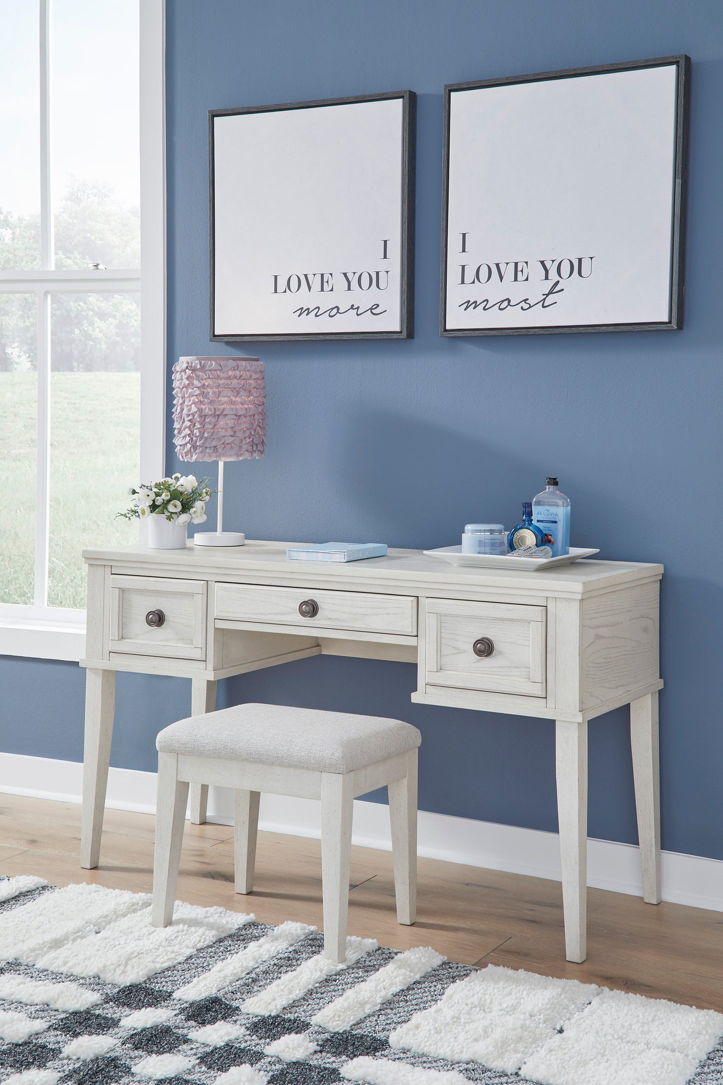 Robbinsdale Upholstered Vanity and Stool Set