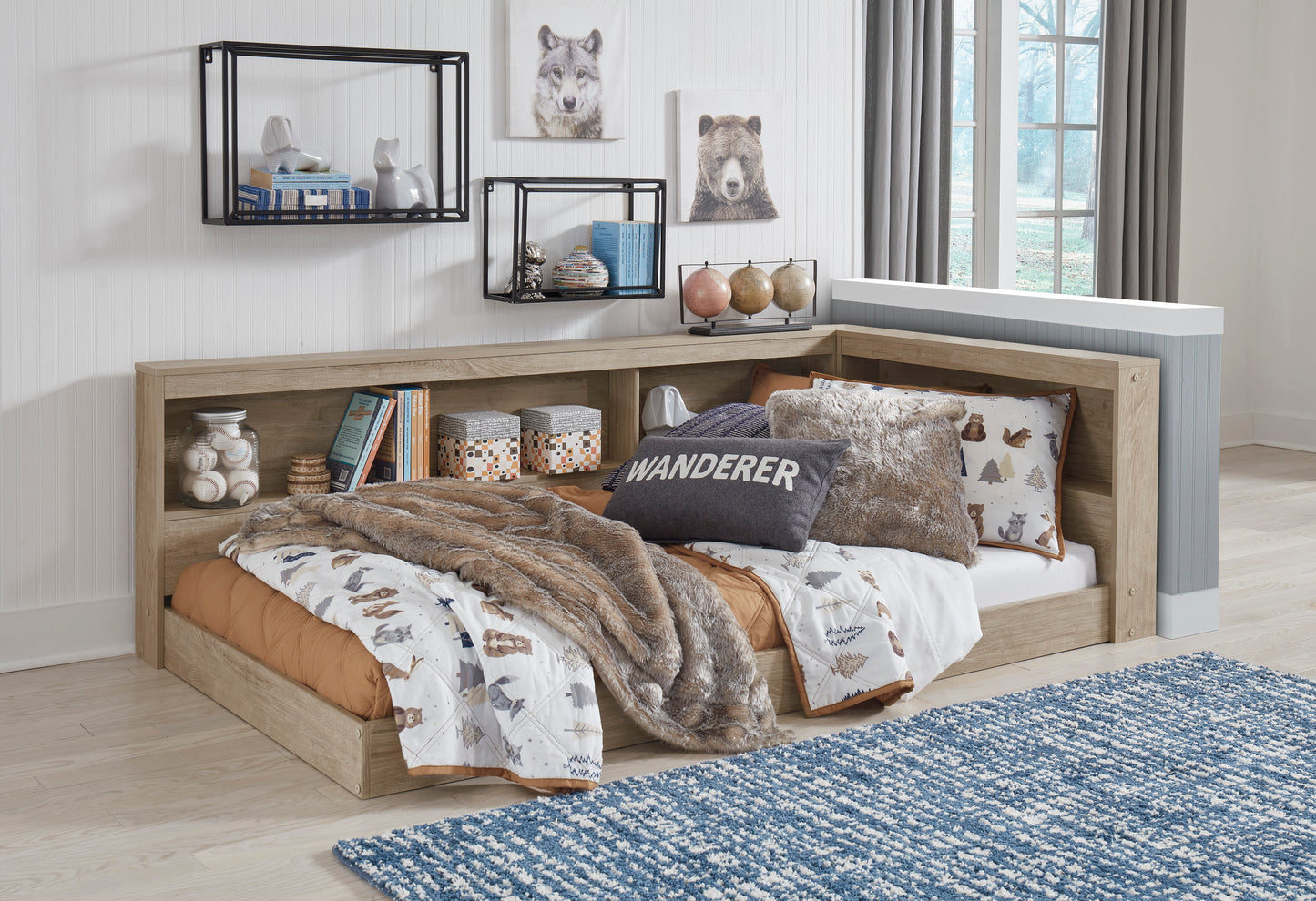 Oliah Bookcase Storage Bed