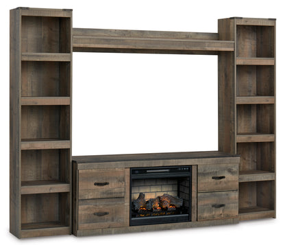 Ashley Trinell 4-Piece Entertainment Center with 60" TV Stand and Electric Fireplace Insert