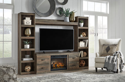 Ashley Trinell 4-Piece Entertainment Center with 60" TV Stand and Electric Fireplace Insert