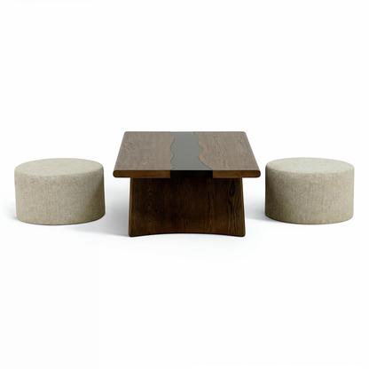 Flexsteel Delmar Coffee Table with 2 Ottomans