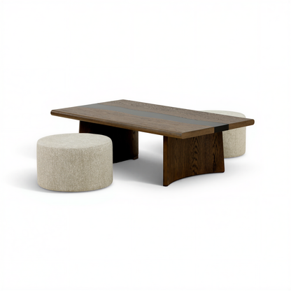 Flexsteel Delmar Coffee Table with 2 Ottomans