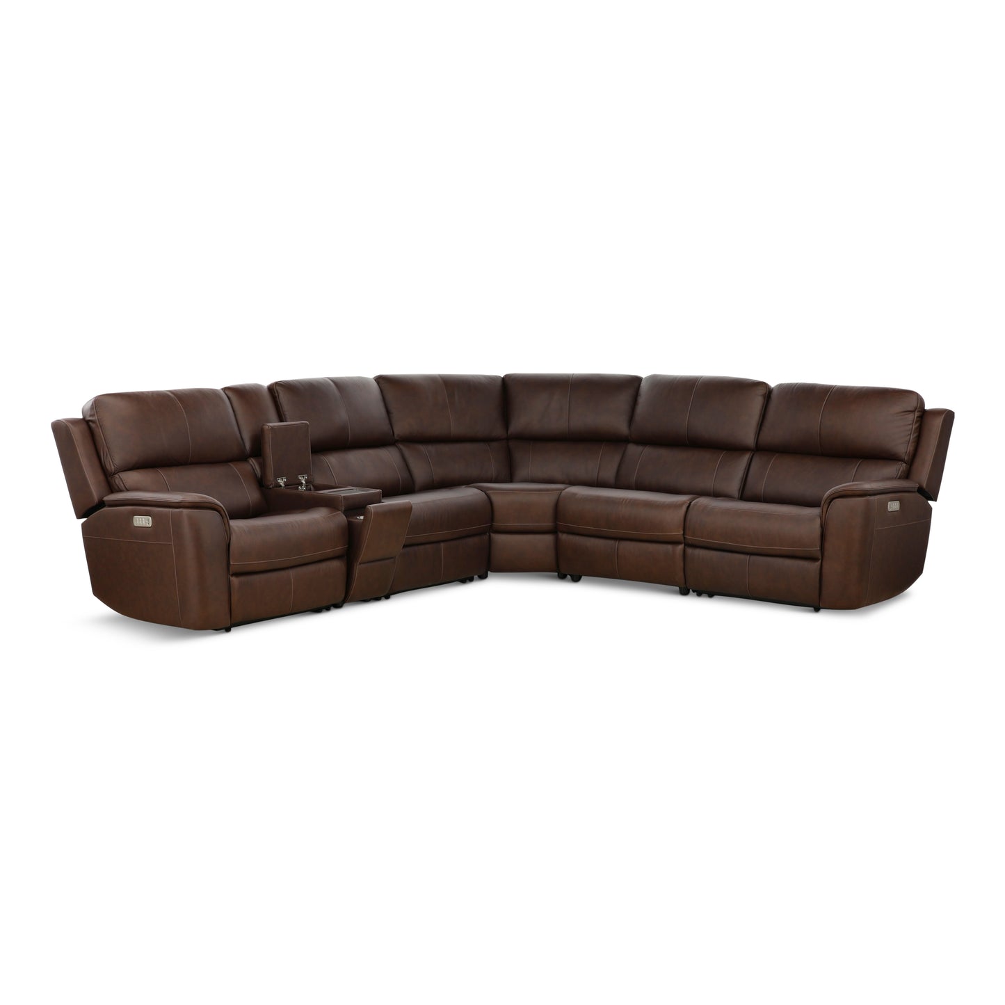 Flexsteel Karson 6-Piece Power Reclining Leather Sectional Dark Brown
