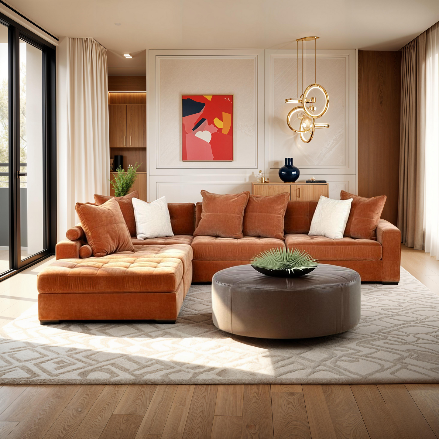 Kennedy Leather Cocktail Ottoman