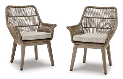 Ashley Beach Front Outdoor Patio Arm Chair with Cushion (Set of 2)