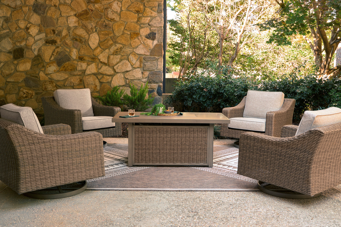 Ashley Revare Beach Outdoor Patio Swivel Lounge w/ Cushion