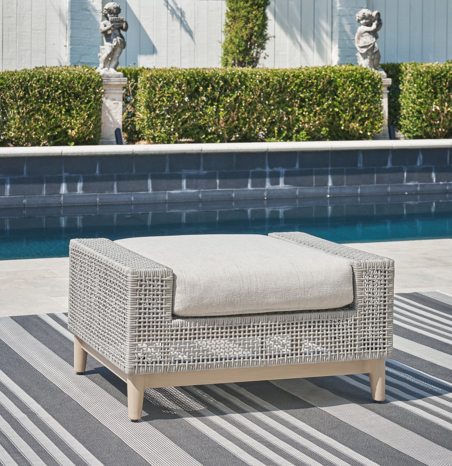 Ashley Seton Creek Outdoor Patio Ottoman with Cushion