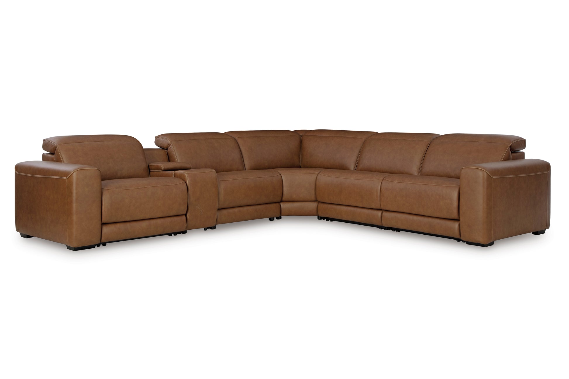 Rally-Up 6-Piece Power Reclining Sectional with Console Caramel
