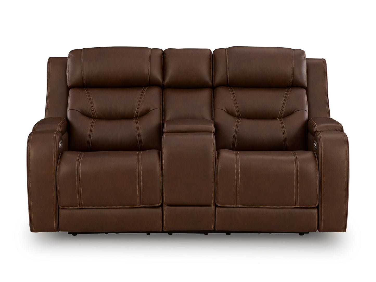 Dreamer Power Reclining Console Loveseat with Audio Seating Brown