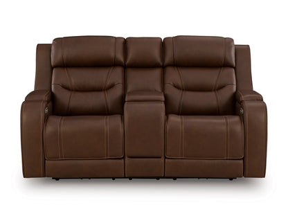 Dreamer Power Reclining Console Loveseat with Audio Seating Brown