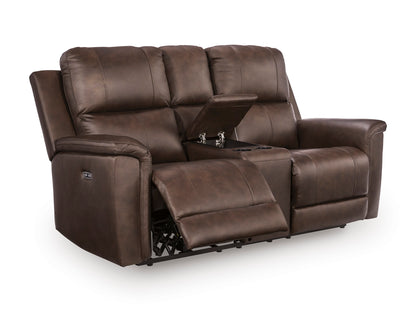 Beryton Power Reclining Console Loveseat with Adjustable Headrest