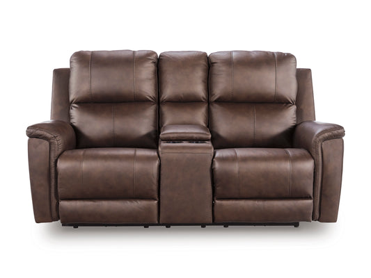 Beryton Power Reclining Console Loveseat with Adjustable Headrest