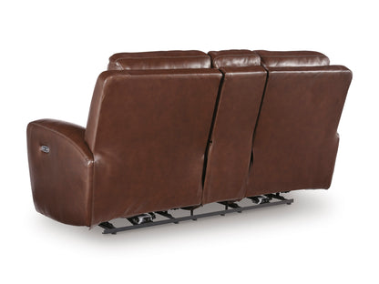 Momentum Moves Leather Power Reclining Console Loveseat with Adjustable Headrest