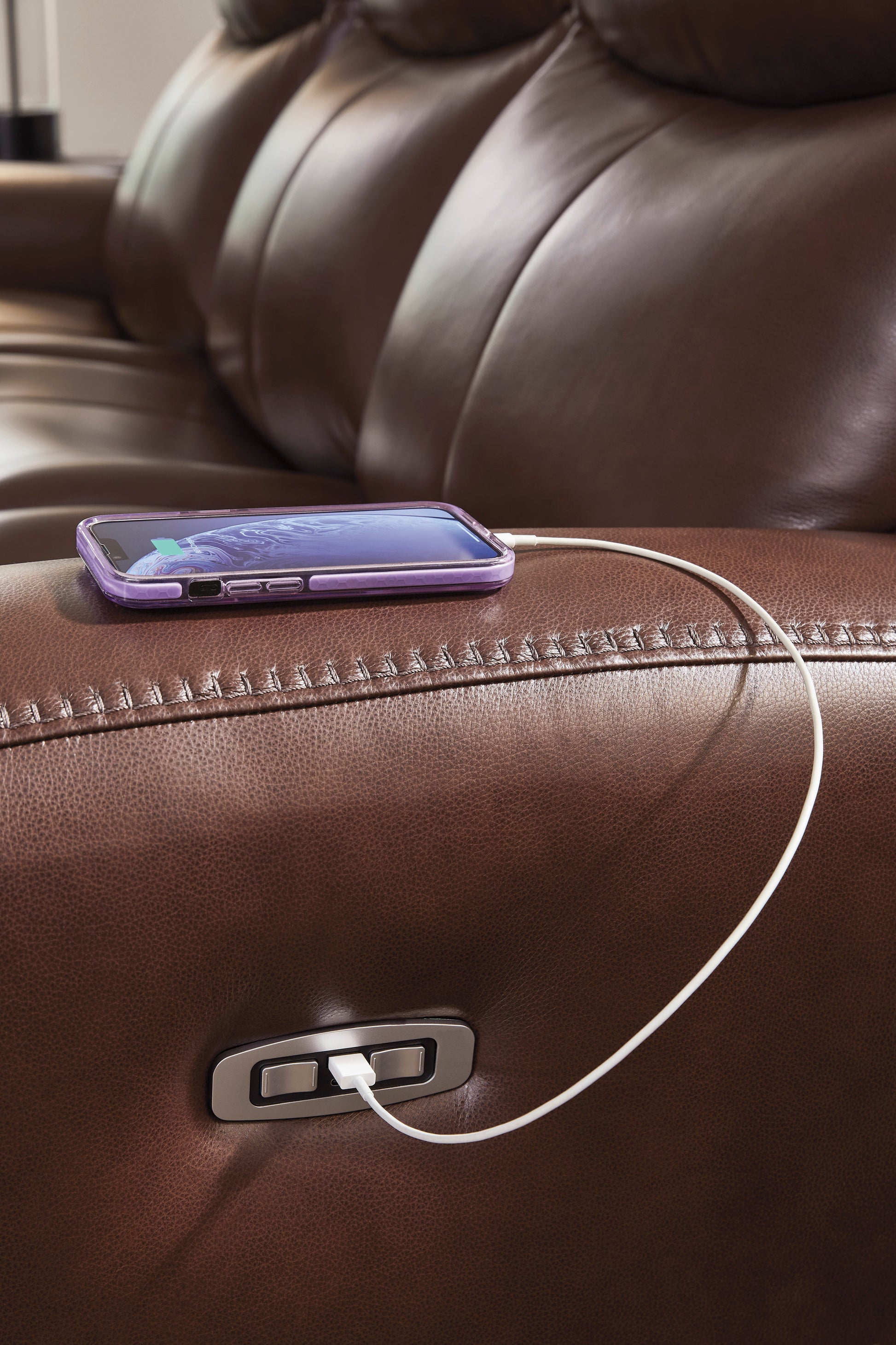 Momentum Moves Leather Power Recliner with Adjustable Headrest