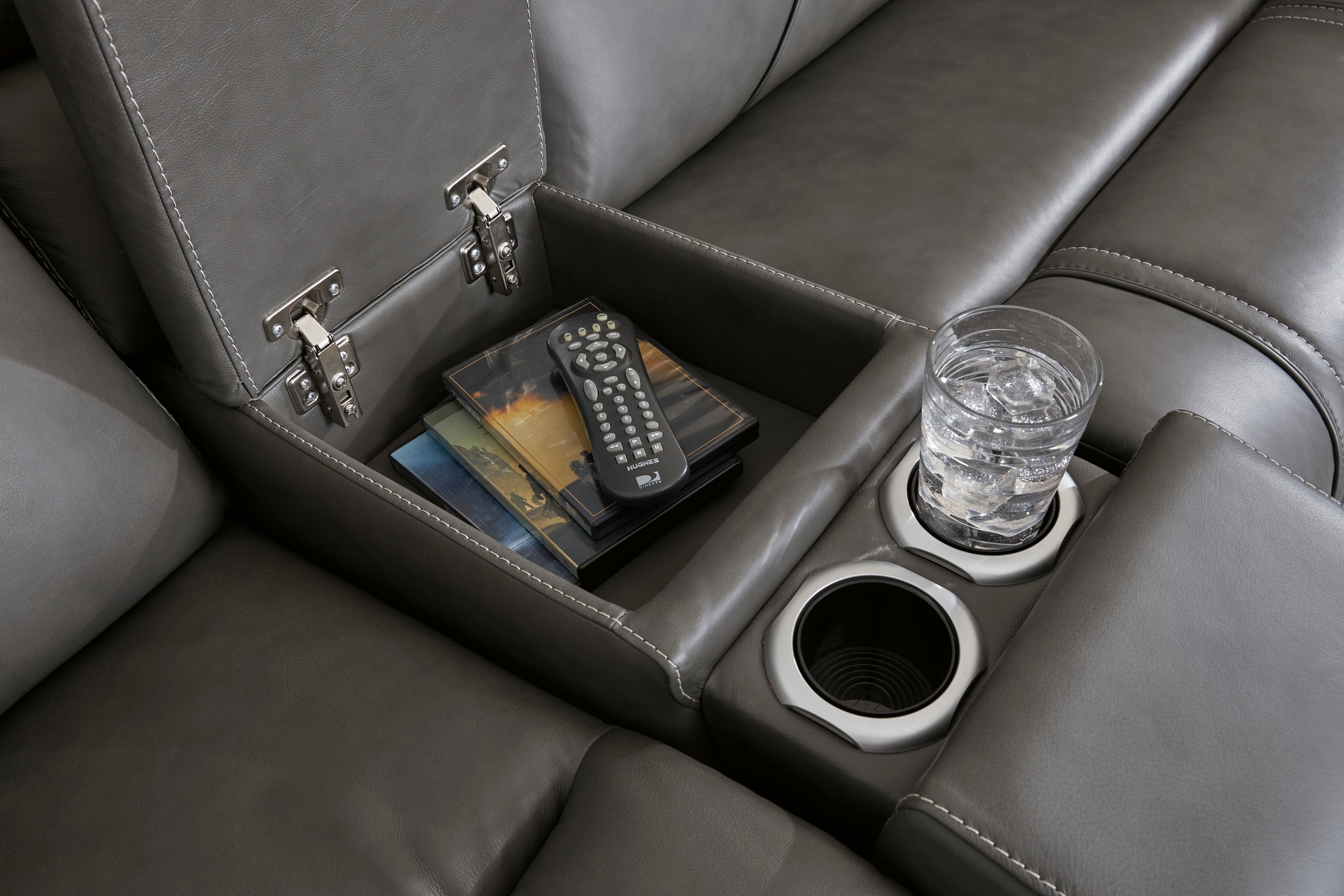 Lynhollynセット Ashley 5Z-Harrenhurst 7-Piece Leather Dual Power Reclining Modular