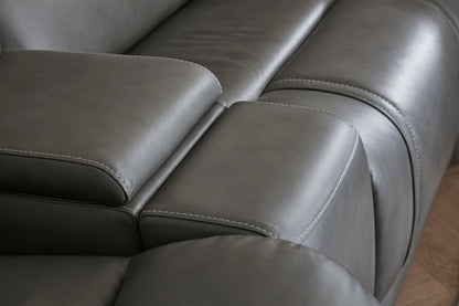 Ashley 5Z-Harrenhurst 3-Piece Leather Dual Power Reclining Modular Loveseat with Console