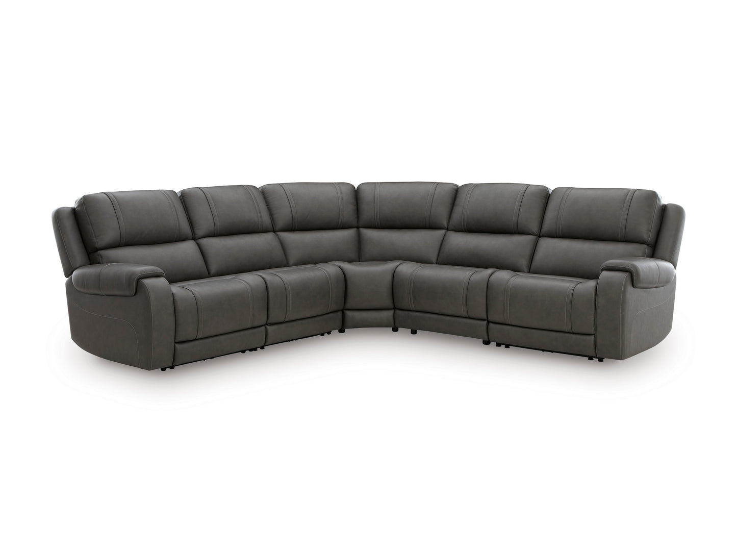 Ashley 5Z-Harrenhurst 5-Piece Leather Dual Power Reclining Modular Sectional with 3 Reclining Seats