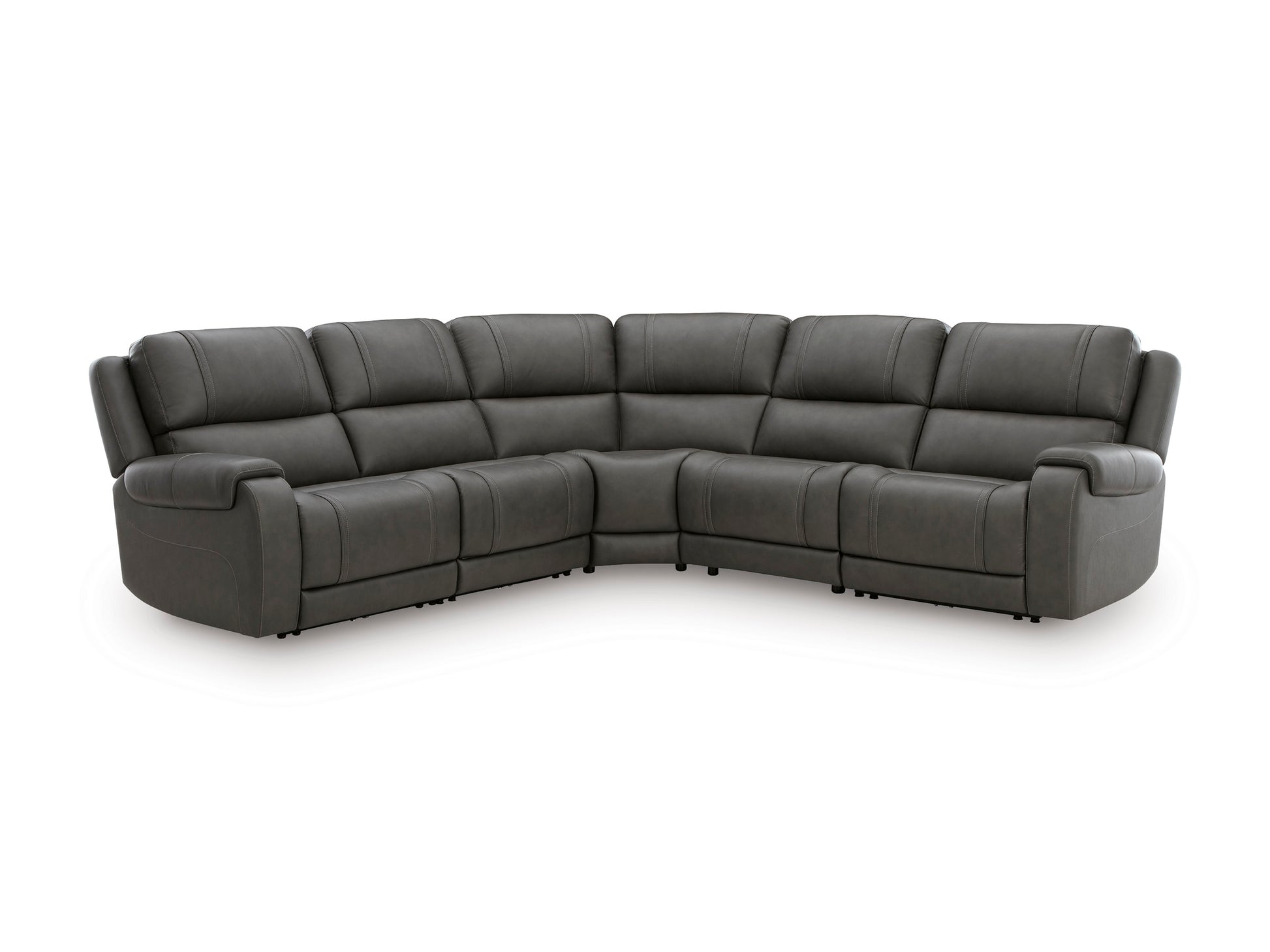 Ashley 5Z-Harrenhurst 5-Piece Leather Dual Power Reclining Modular Sectional with 3 Reclining Seats