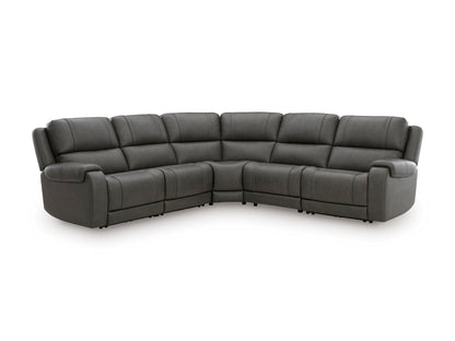 Ashley 5Z-Harrenhurst 5-Piece Leather Dual Power Reclining Modular Sectional with 3 Reclining Seats